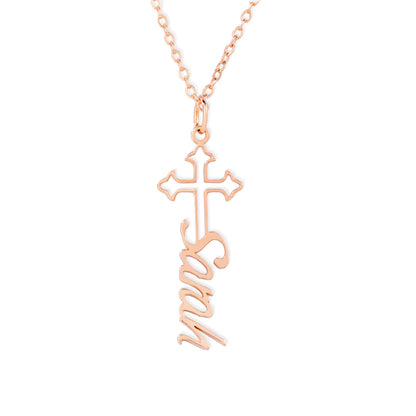 Custom Dainty Cross and Name Necklace