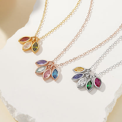 Personalized 1-8 Marquise Birthstones Necklace