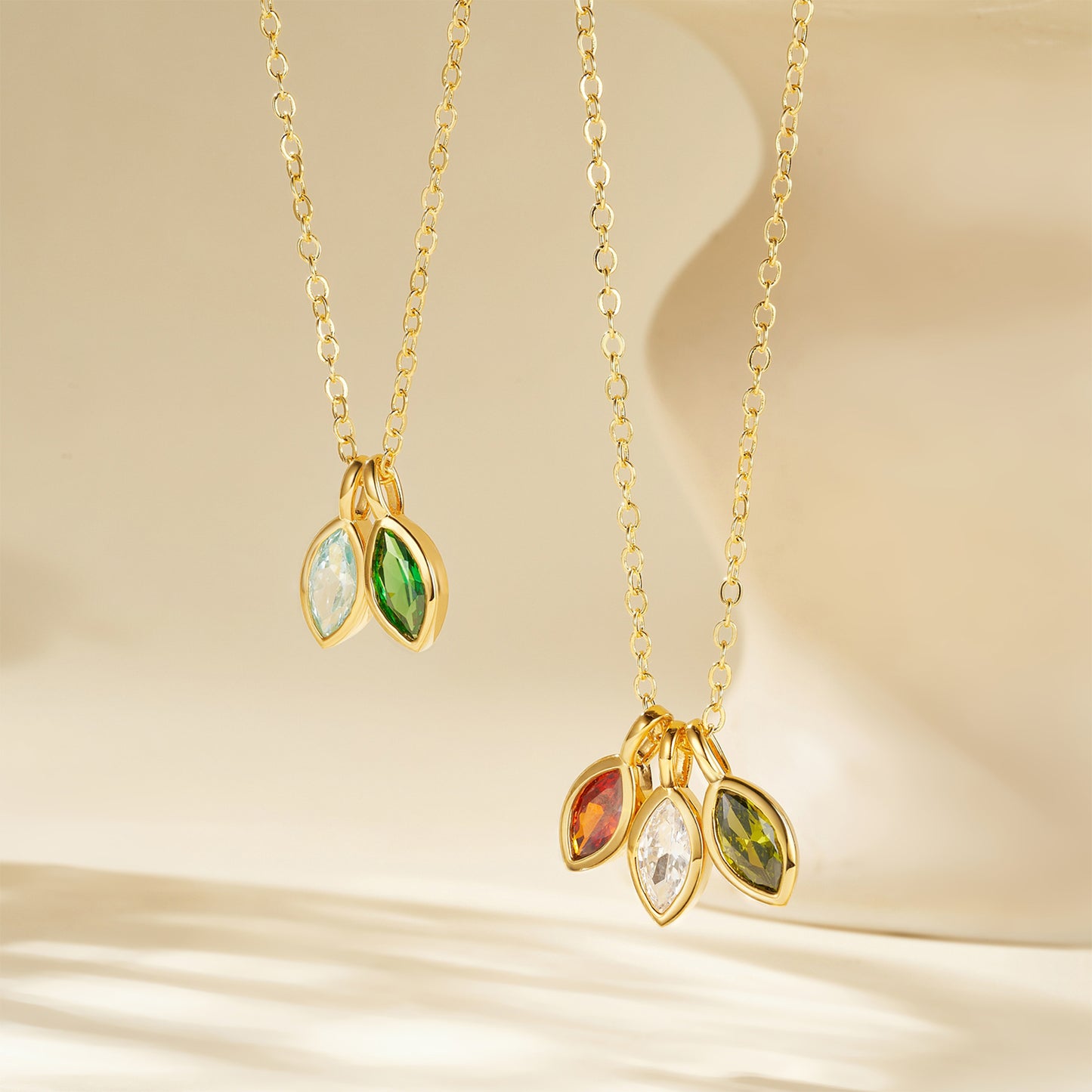 Personalized 1-8 Marquise Birthstones Necklace