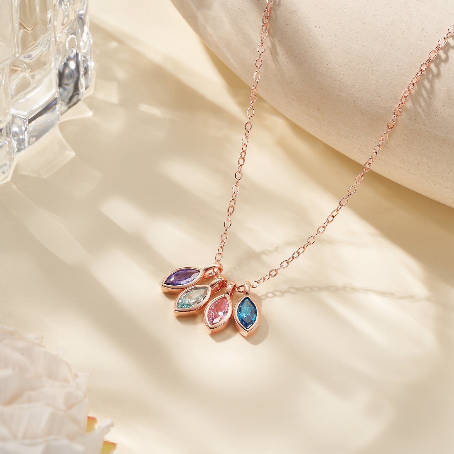Personalized 1-8 Marquise Birthstones Necklace