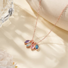 Personalized 1-8 Marquise Birthstones Necklace