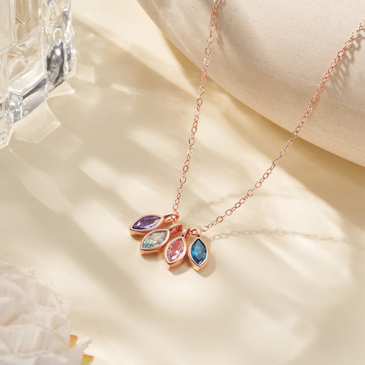Personalized 1-8 Marquise Birthstones Necklace