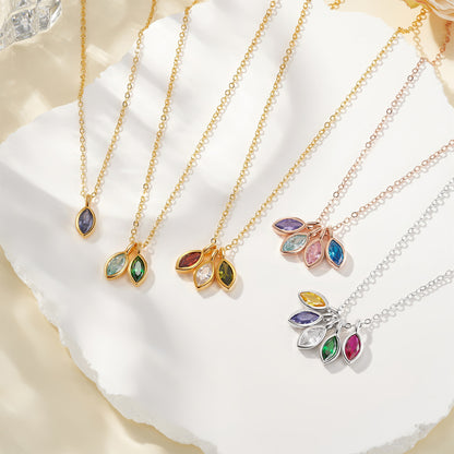 Personalized 1-8 Marquise Birthstones Necklace