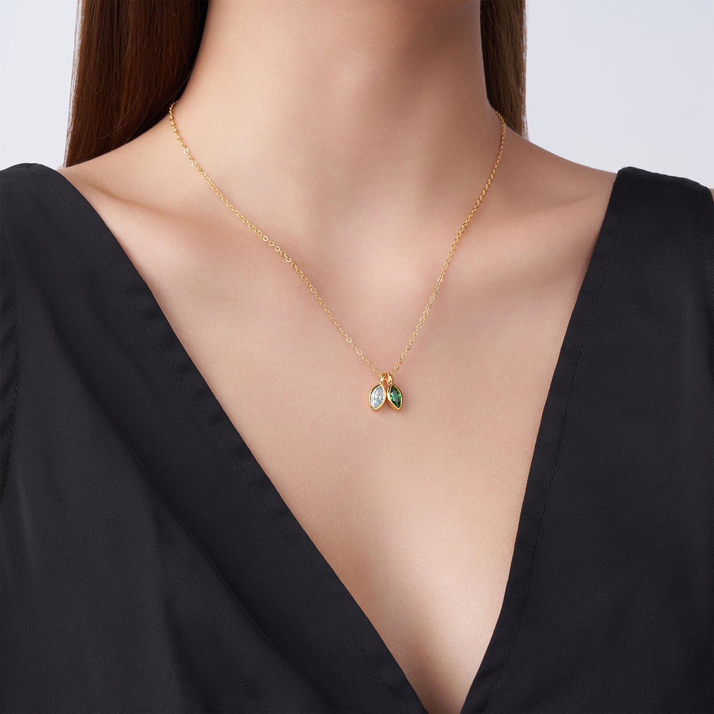 Personalized 1-8 Marquise Birthstones Necklace