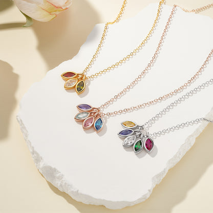 Personalized 1-8 Marquise Birthstones Necklace