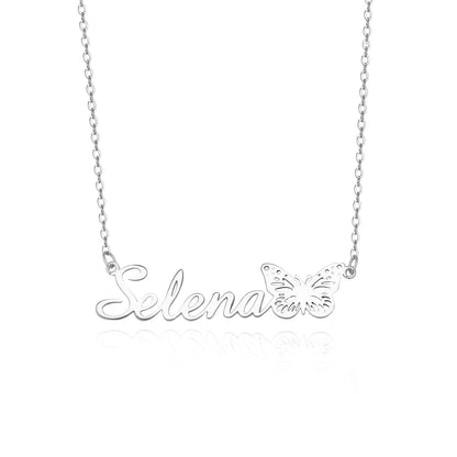 Personalized Name Birth Butterfly Necklace