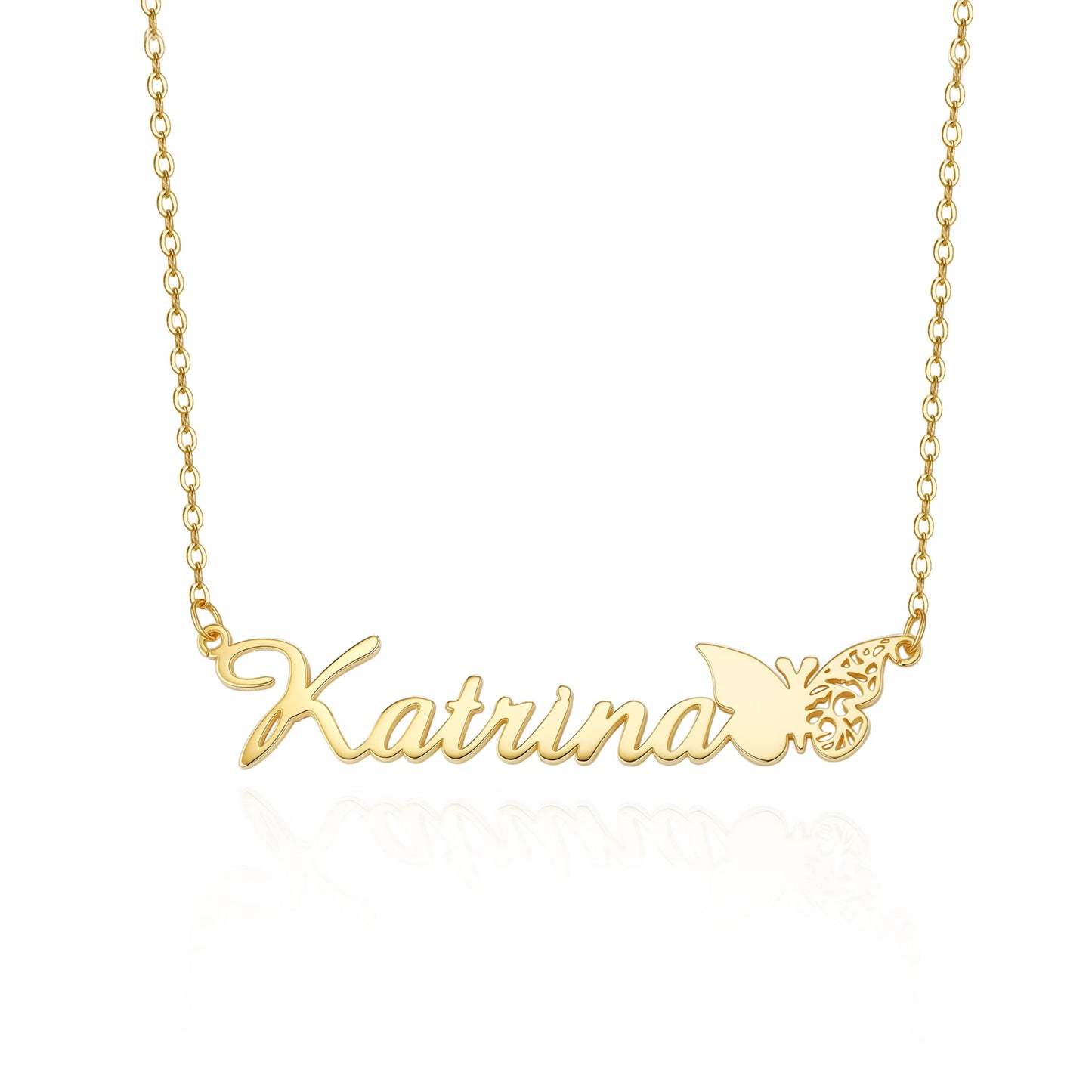 Personalized Name Birth Butterfly Necklace