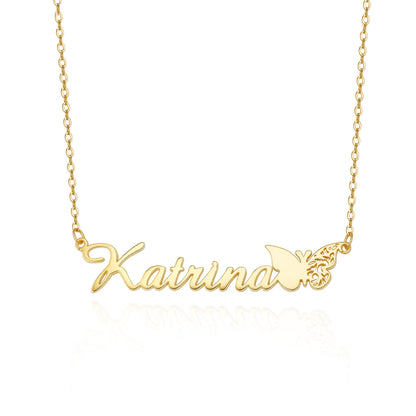 Personalized Name Birth Butterfly Necklace