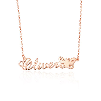 Personalized Name Birth Butterfly Necklace