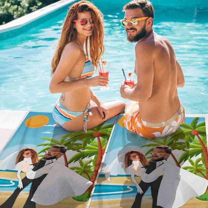 Custom Photo Faces Honeymoon Couples Beach Towel