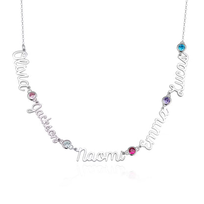Personalized Dainty Names Necklace with Birthstones