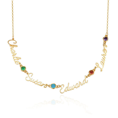 Personalized Dainty Names Necklace with Birthstones