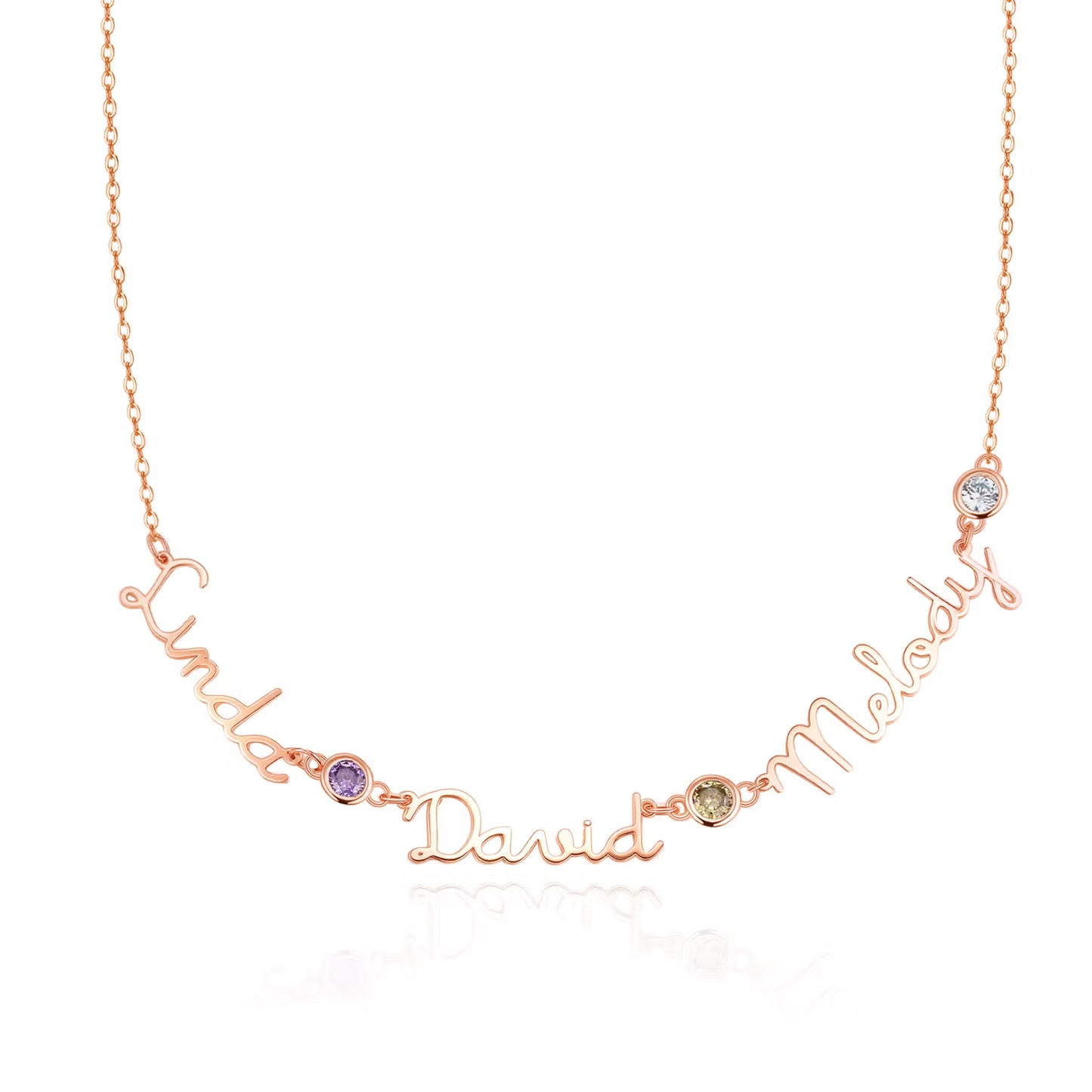 Personalized Dainty Names Necklace with Birthstones