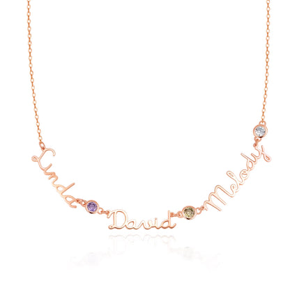 Personalized Dainty Names Necklace with Birthstones
