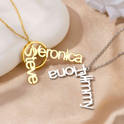 Personalized Double Names Ring Holder Necklace