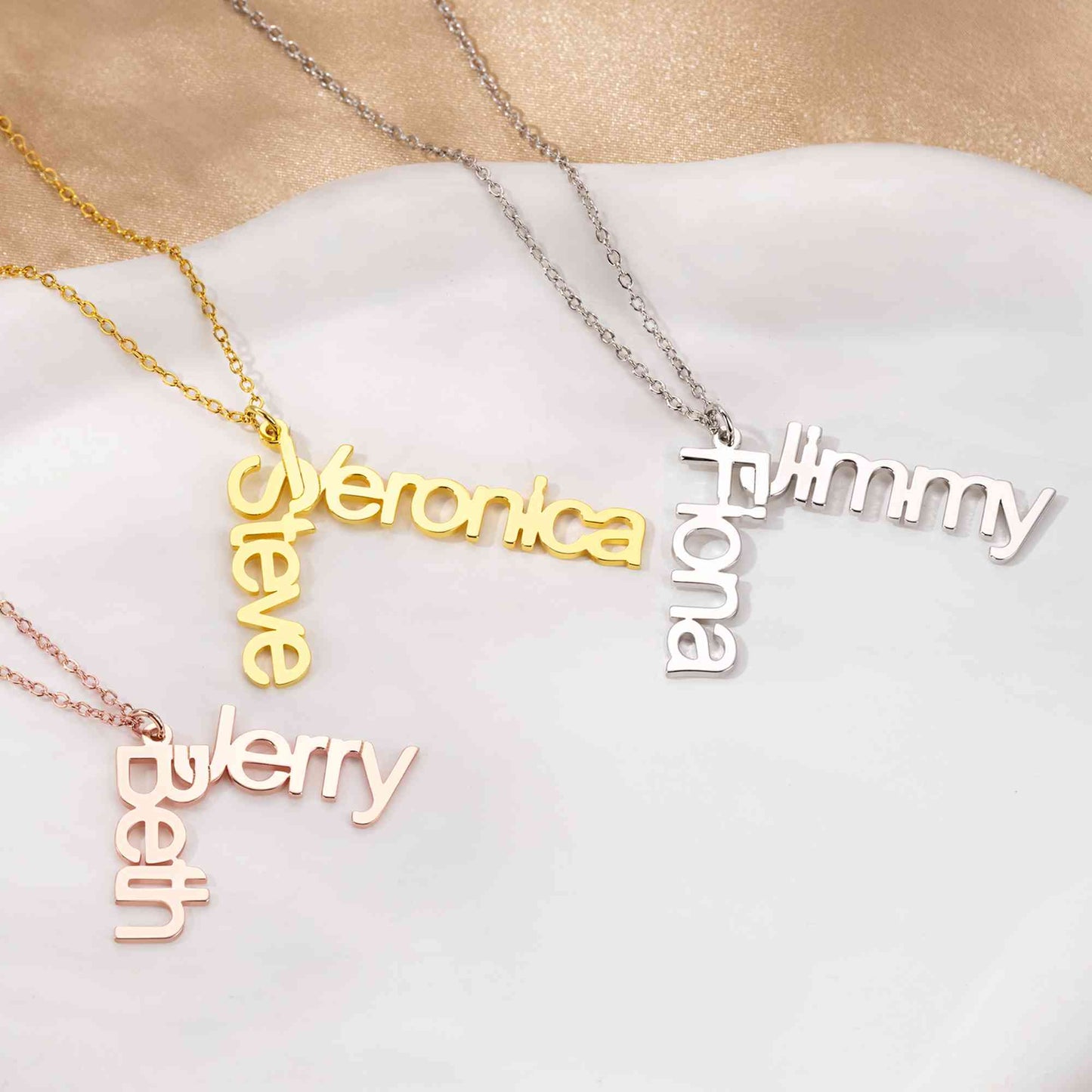 Personalized Double Names Ring Holder Necklace