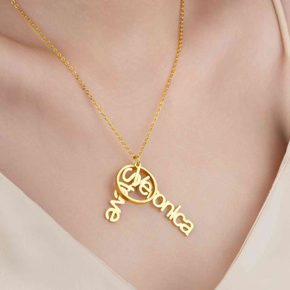 Personalized Double Names Ring Holder Necklace