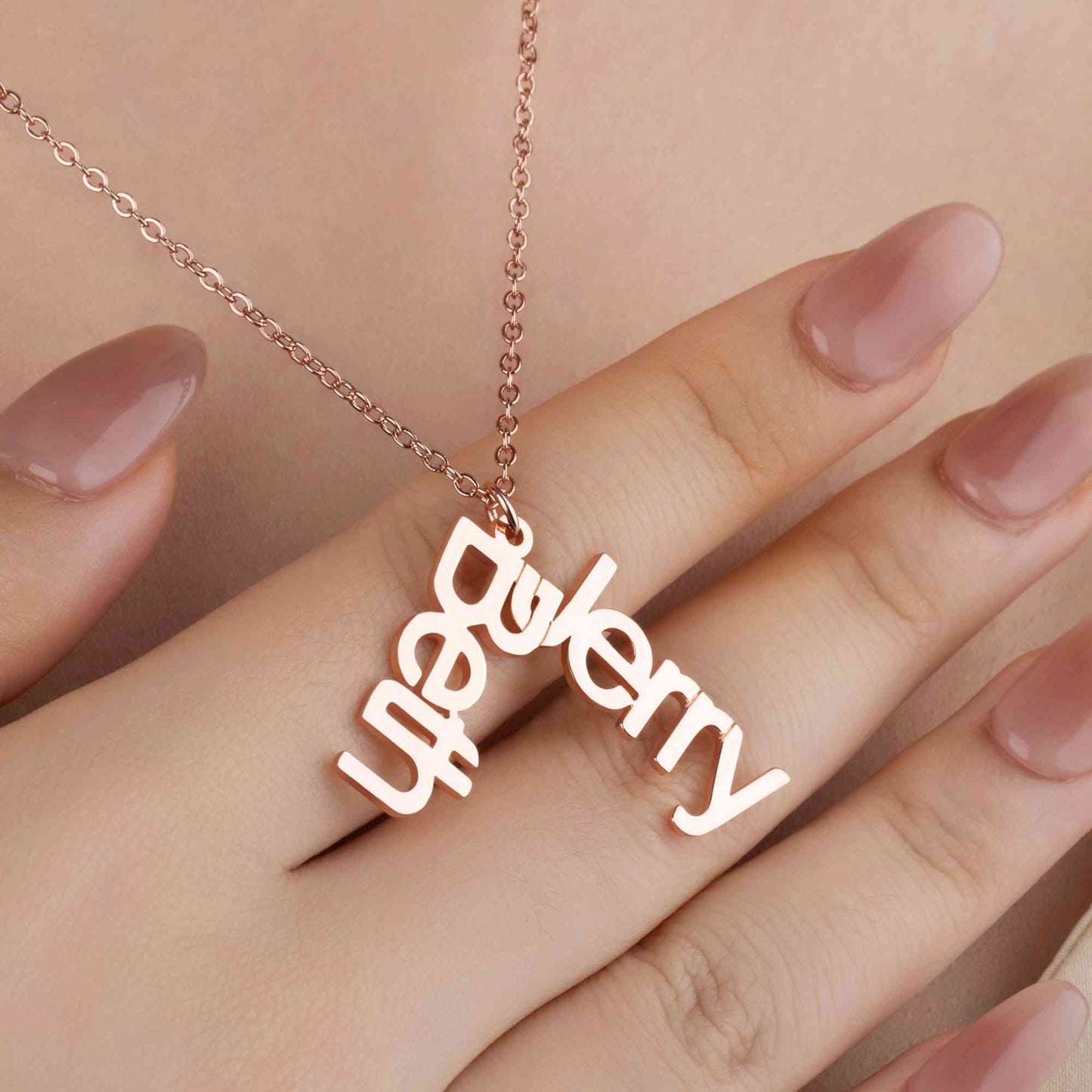 Personalized Double Names Ring Holder Necklace