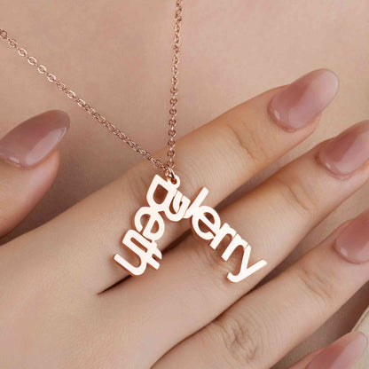 Personalized Double Names Ring Holder Necklace