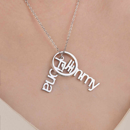 Personalized Double Names Ring Holder Necklace