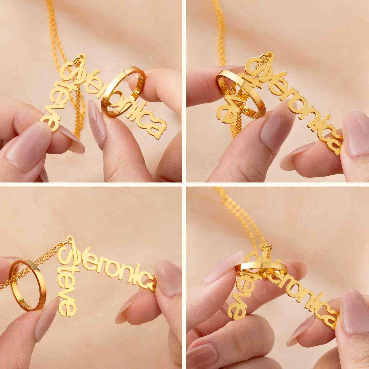 Personalized Double Names Ring Holder Necklace