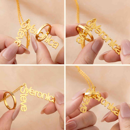 Personalized Double Names Ring Holder Necklace