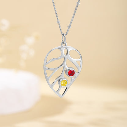Personalized Leaf Birthstone Necklace