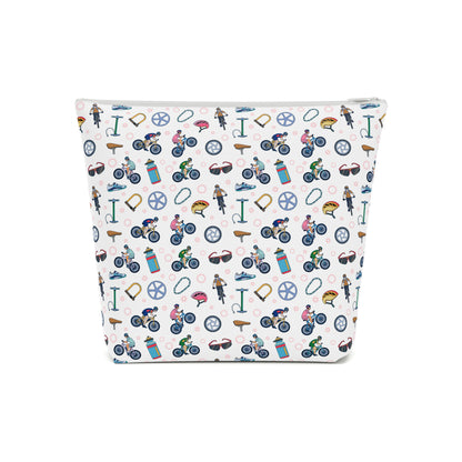 Mountain Biking Print Cotton Cosmetic Bag/Makeup Organizer & Travel Pouch