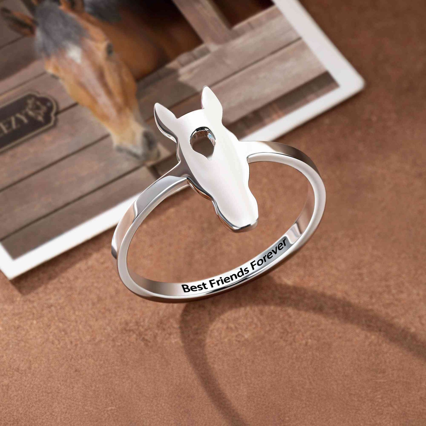 Personalized Horse Head Silhouette Cutout Ring