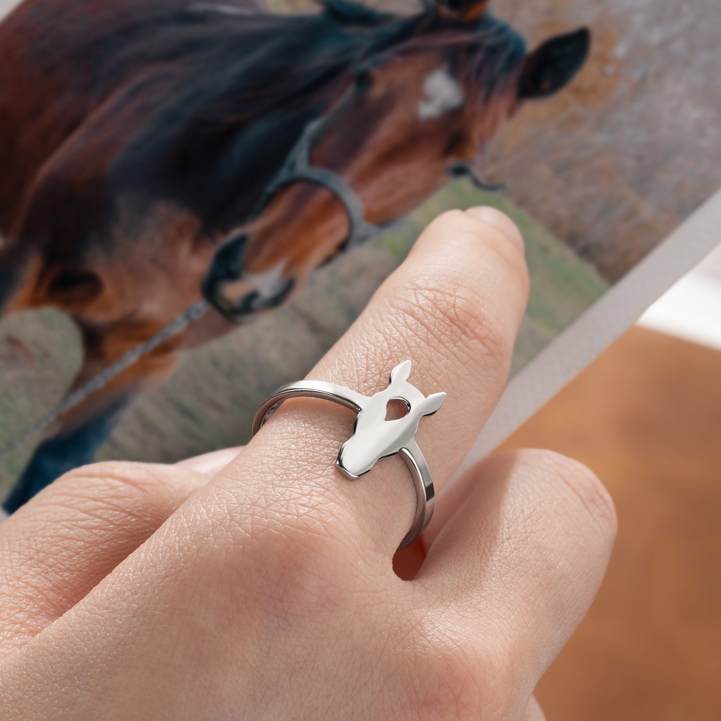 Personalized Horse Head Silhouette Cutout Ring