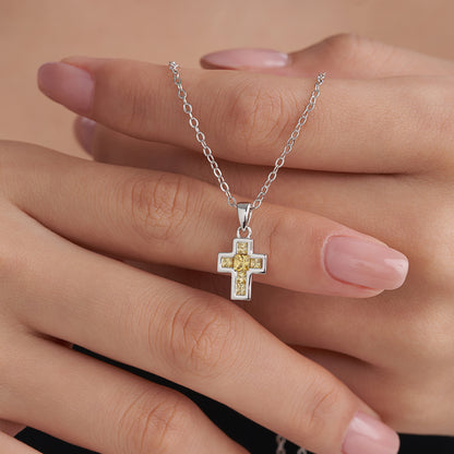 Tiny Cross Birthstone Necklace