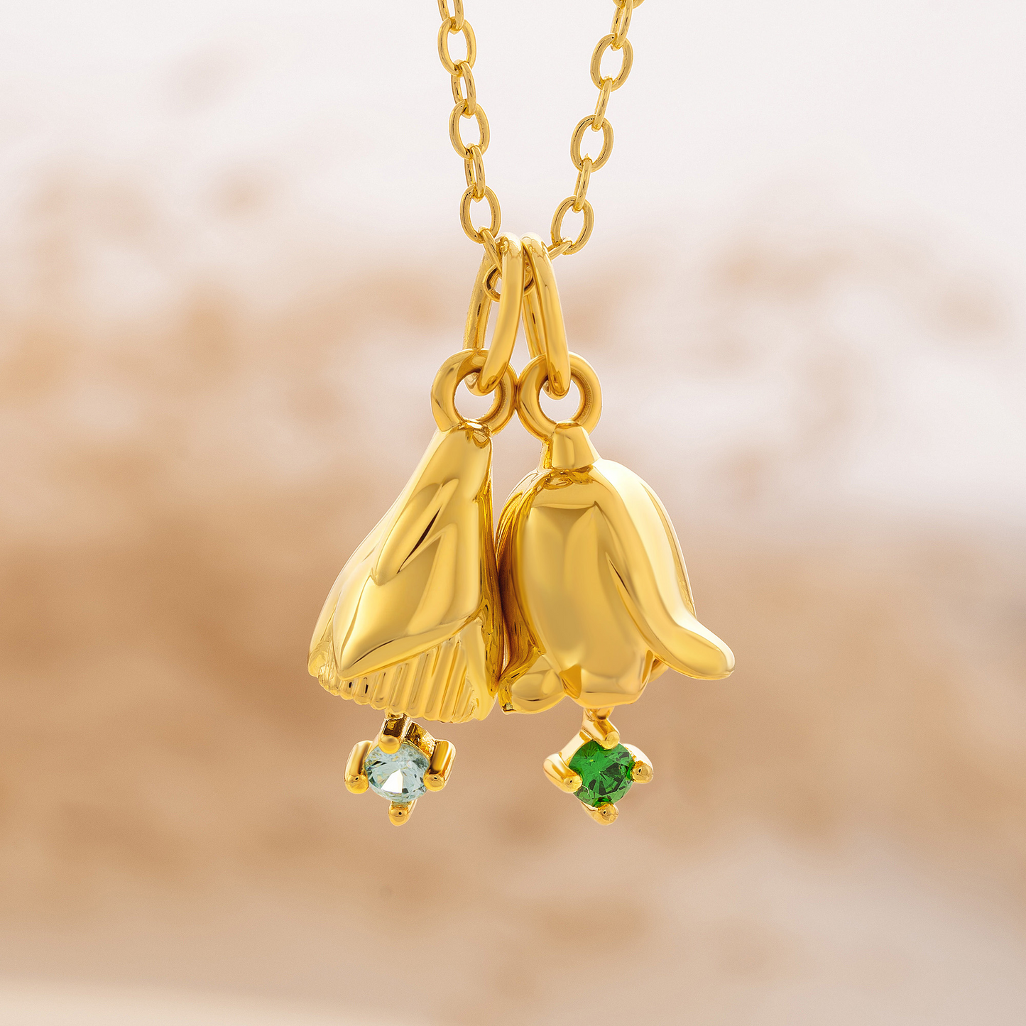 Custom Birthflower & Birthstone Bouquet Necklace