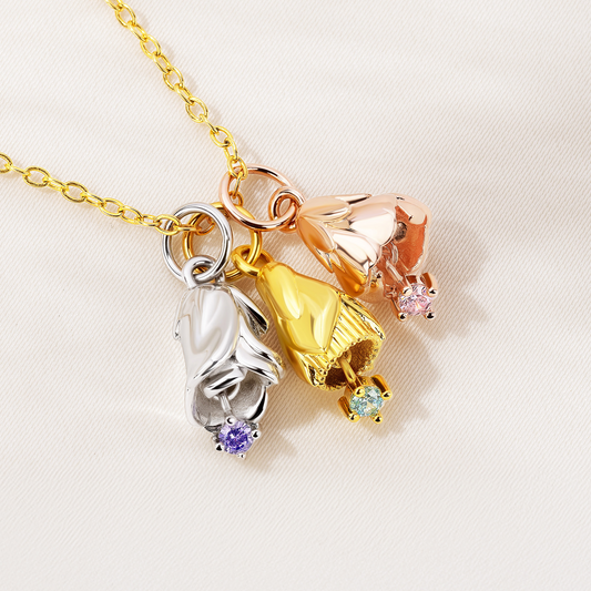 Custom Birthflower & Birthstone Bouquet Necklace