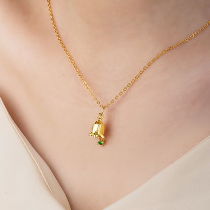 Custom Birthflower & Birthstone Bouquet Necklace
