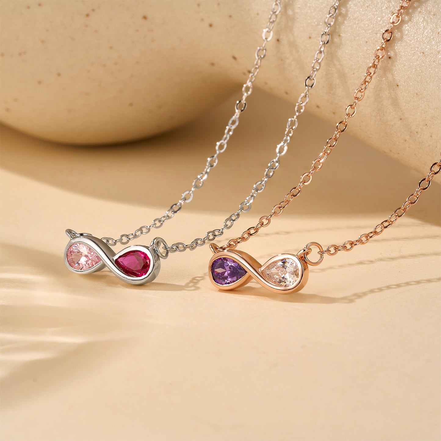 Personalized Tiny Infinity Necklace with Birthstones