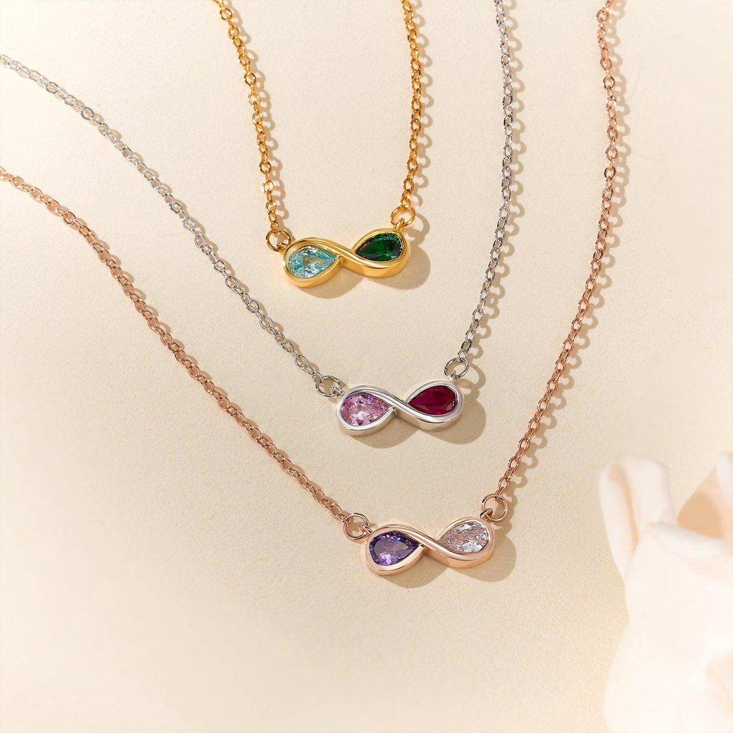 Personalized Tiny Infinity Necklace with Birthstones
