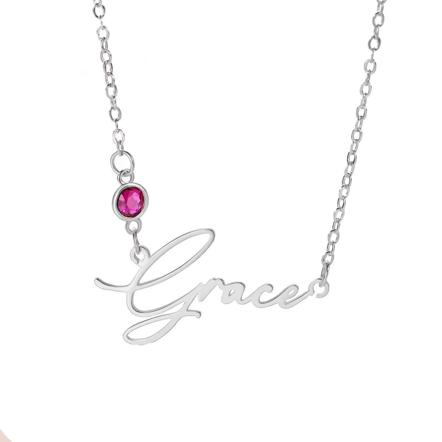 Personalized Dainty Name Necklace with Birthstone