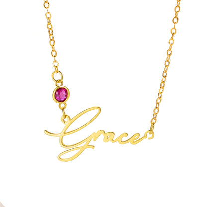 Personalized Dainty Name Necklace with Birthstone