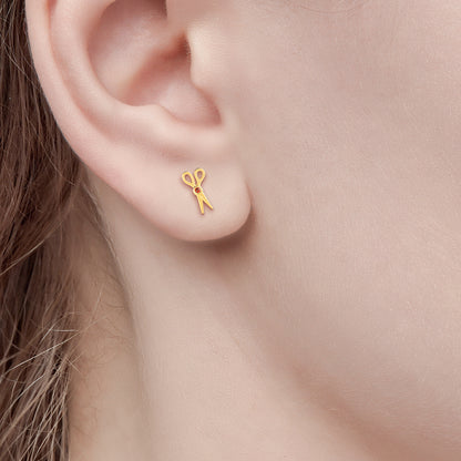 Custom Tiny Scissors Ear Piercing with Birthstone