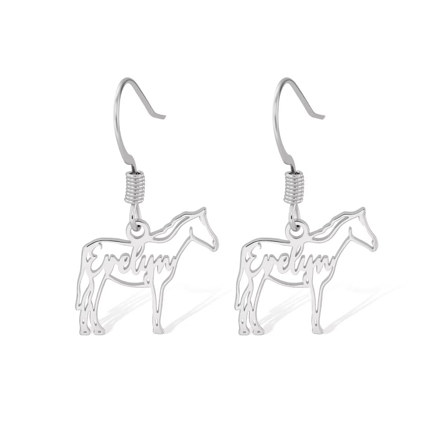 Personalized Horse Silhouette Dangle Earrings