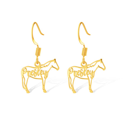 Personalized Horse Silhouette Dangle Earrings