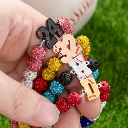 Personalized Rhinestone Beaded Baseball Bracelet