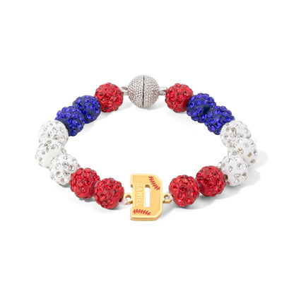Personalized Rhinestone Beaded Baseball Bracelet