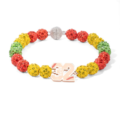 Personalized Rhinestone Beaded Baseball Bracelet