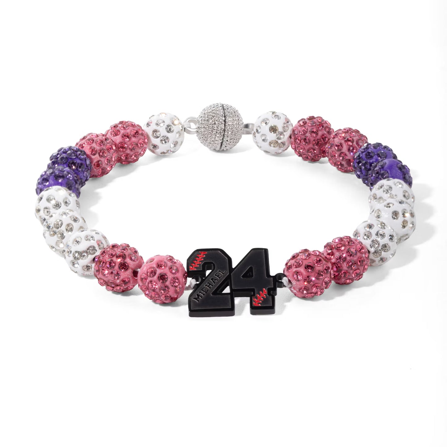 Personalized Rhinestone Beaded Baseball Bracelet