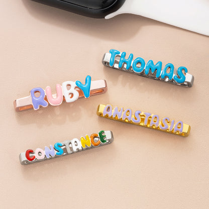 Personalized Enamel Bubble Letter Watch Band Charm