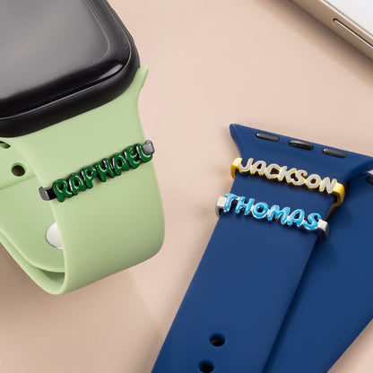 Personalized Enamel Bubble Letter Watch Band Charm