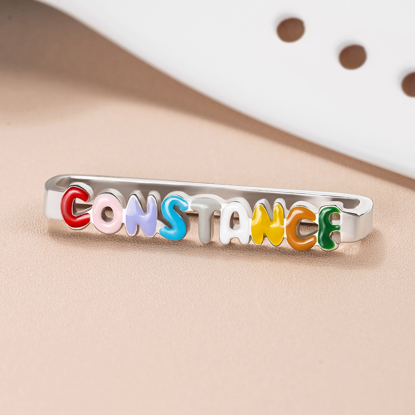 Personalized Enamel Bubble Letter Watch Band Charm