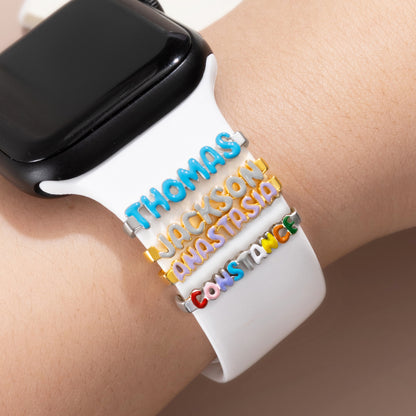 Personalized Enamel Bubble Letter Watch Band Charm