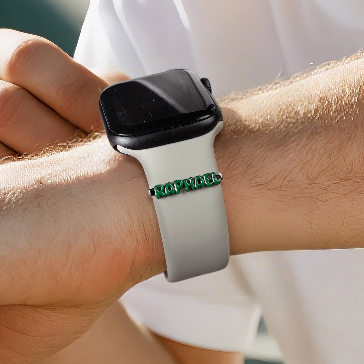 Personalized Enamel Bubble Letter Watch Band Charm